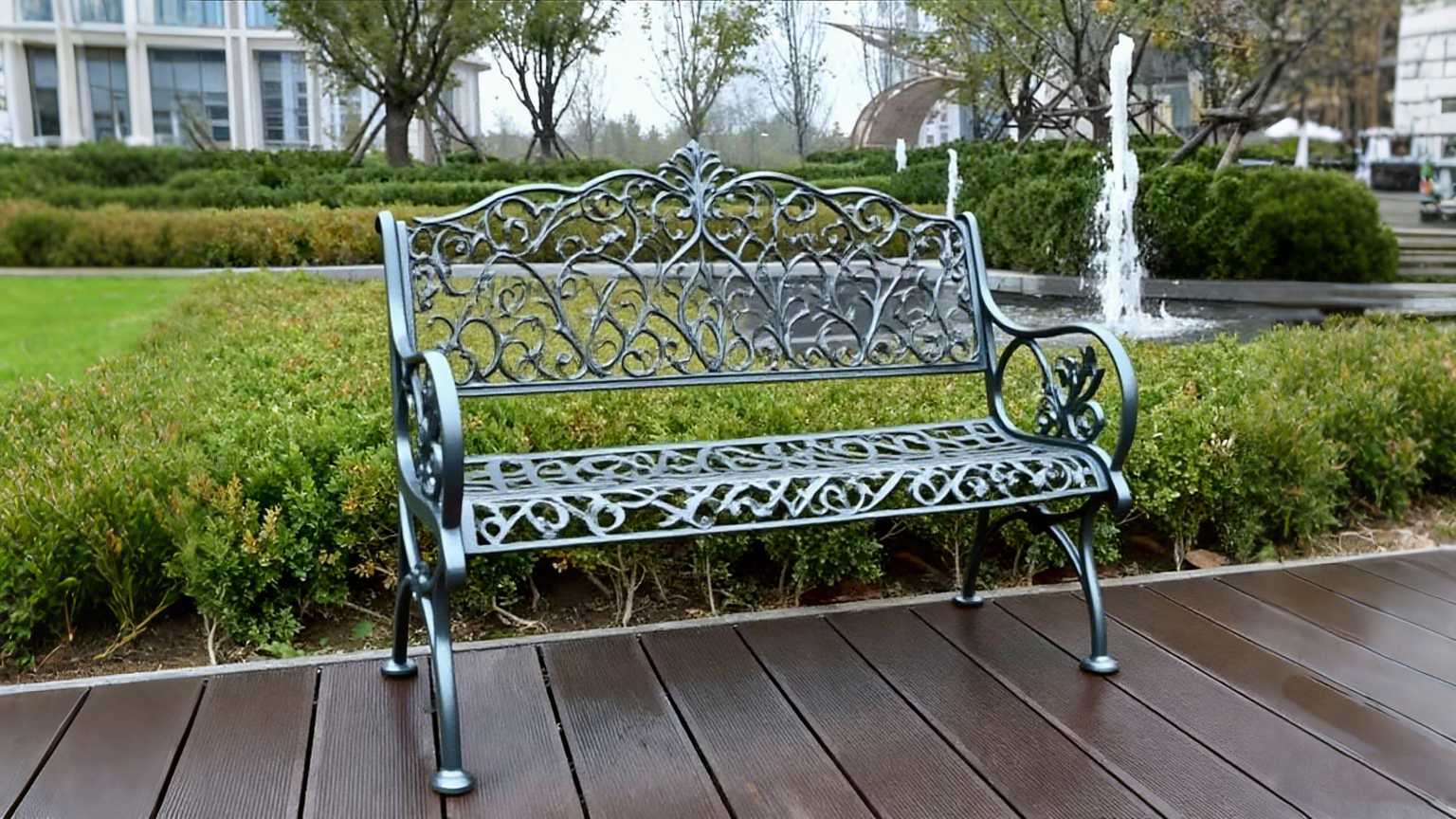 Cast Aluminum Bench with Metal Legs – Street Furniture